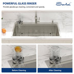 Sarlai 33''x22'' Drop-In Workstation Stainless Steel Sink, 16 Gauge Topmount Single Bowl with Cup Rinser, Soap Dispenser & Kitchen Faucet