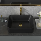 Sarlai 19''x15'' Above Counter Rectangular Black Porcelain Ceramic Bathroom Vessel Sink