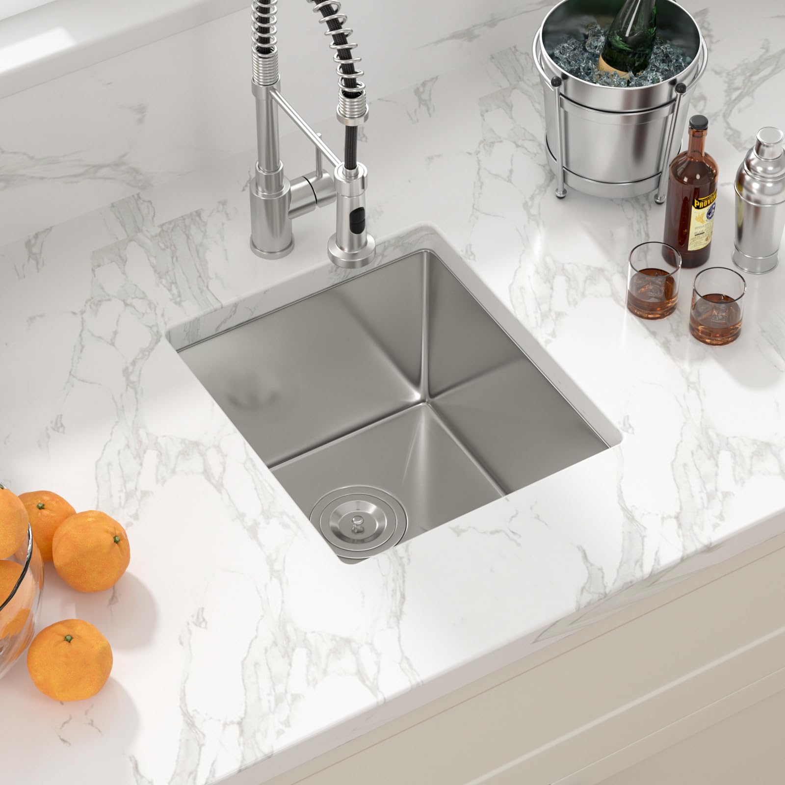 Sarlai 15''x17'' Stainless Steel Undermount Single Bowl Prep Bar Sink