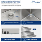 Sarlai 33in Apron Front Single Bowl Workstation Stainless Steel Farmhouse Kitchen Sink