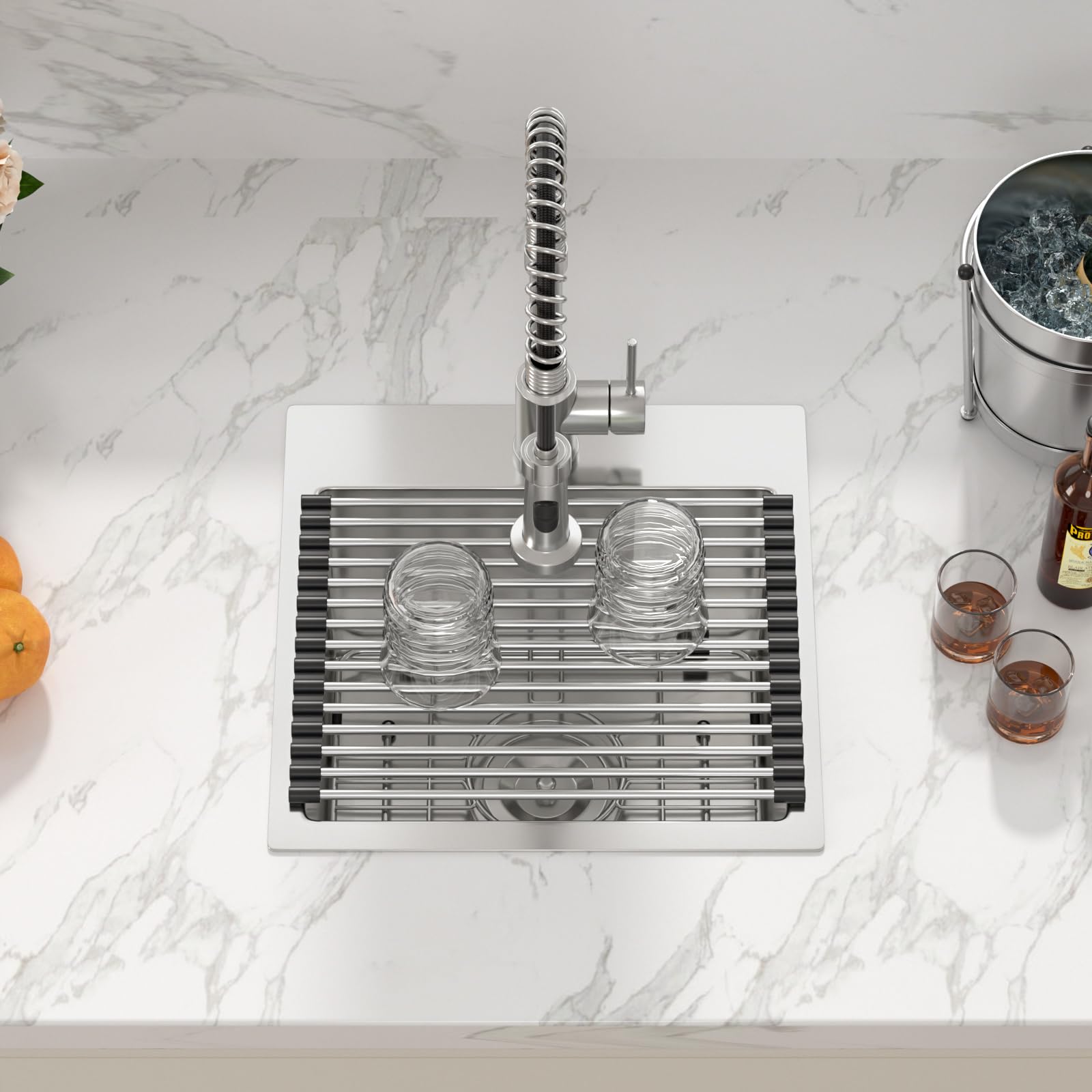 Sarlai 15in Topmount Single Bowl Stainless Steel Bar Sink