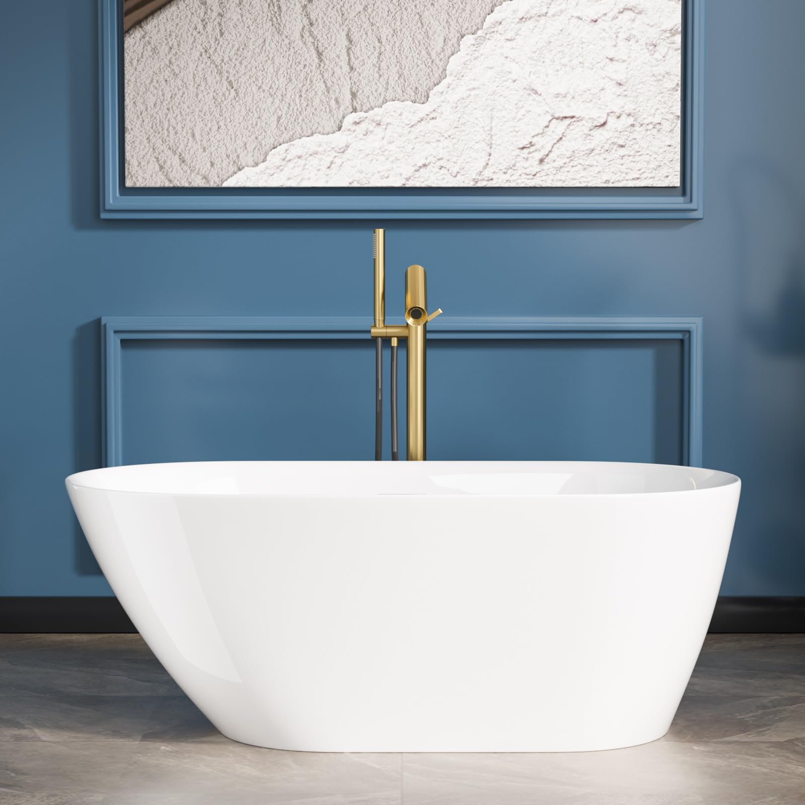 Sarlai 59 Inch Acrylic Freestanding Soaking Bathtu Main image