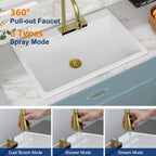 Sarlai 33'' x 22'' Quartz Waterfall Single Bowl Drop-in Workstation Kitchen Sink