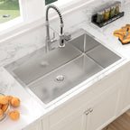Sarlai 33'' Stainless Steel Drop-In Single Bowl Double Hole Kitchen Sink
