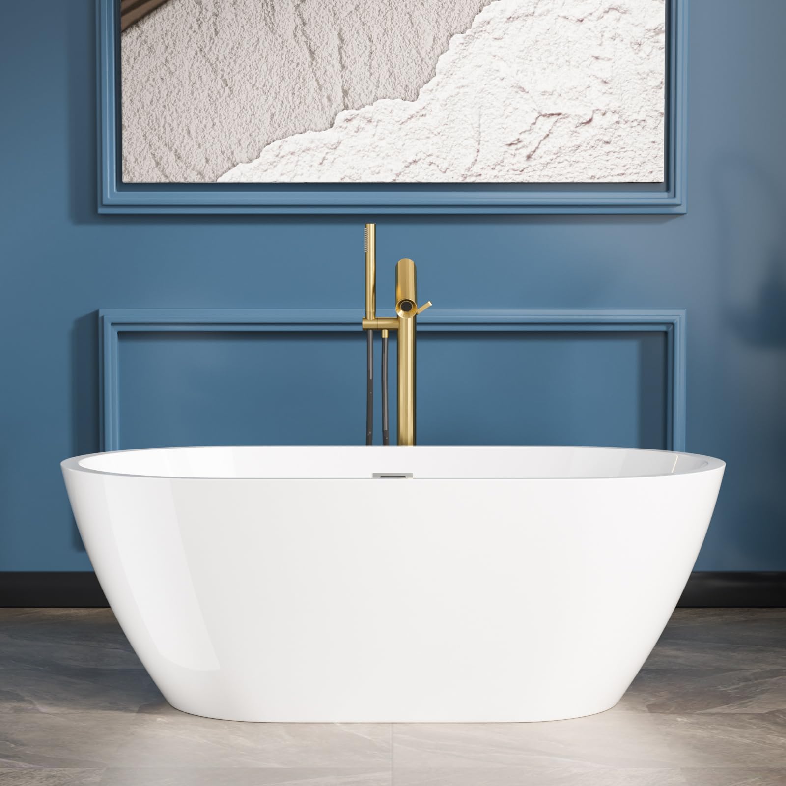 Sarlai 59 Inch Acrylic Freestanding Soaking Bathtu