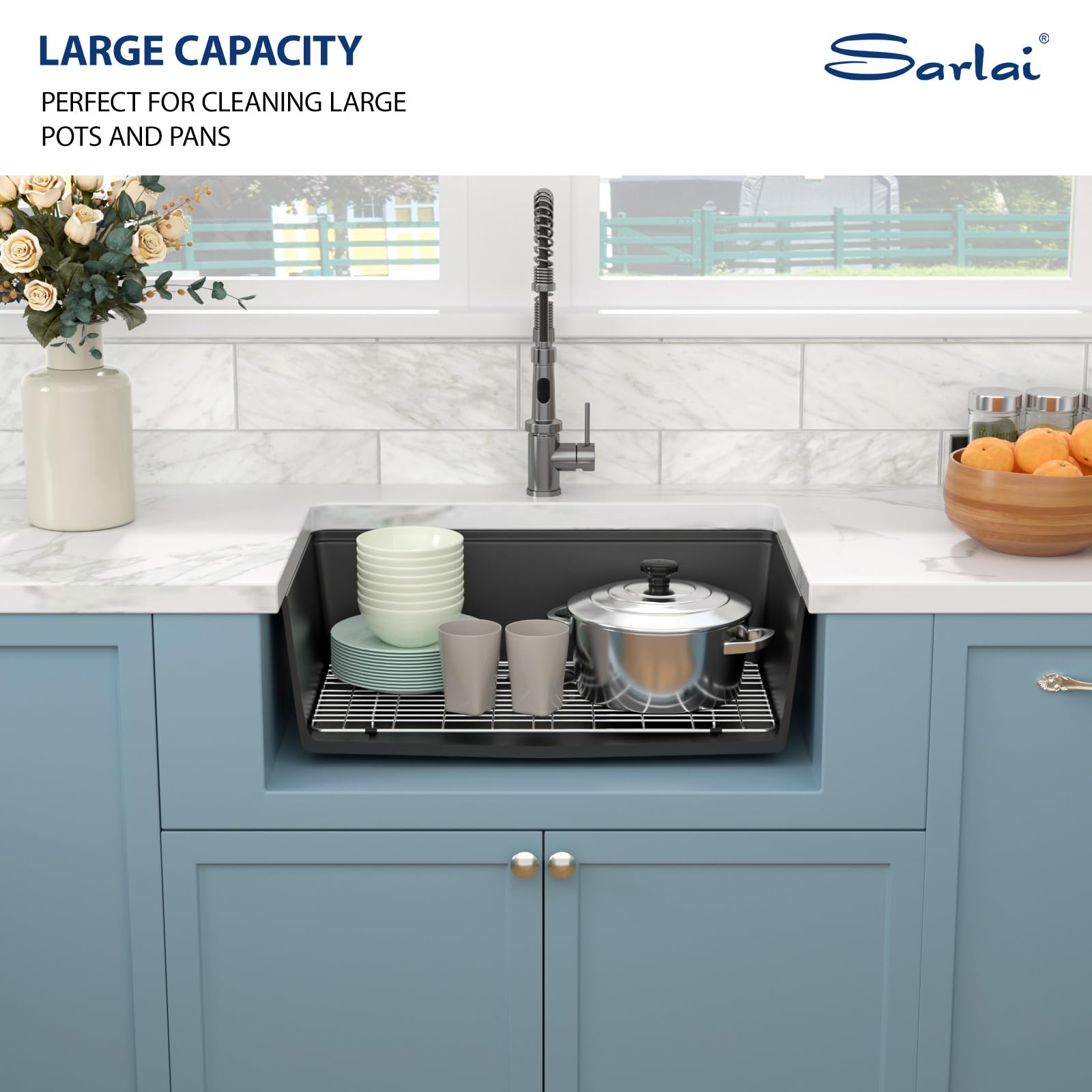 Sarlai 30'' x 19'' Granite Composite Single Bowl Undermount Black Workstation Kitchen Sink