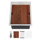 Sarlai 15 Drop Bar Sink Workstation - 15''x 20'' Kitchen Bar Sink Topmount Workstation 16 Gauge Stainless Steel Single Bowl Over Counter Kitchen Bar Prep RV Camper Outdoor Sink Basin