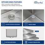 Sarlai 12''x18''x8'' Undermount Single Bowl Stainless Steel Bar Sink