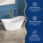 Sarlai Modern Dual-Back White Acrylic Freestanding Bathtub