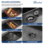 Sarlai 33in Black Drop In Single Bowl Stainless Steel Workstation Kitchen Sink