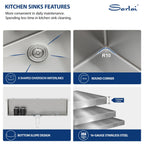 Sarlai 33''x22'' Deep Drop-In Stainless Steel Kitchen Sink, 16 Gauge Topmount Single Bowl with Cup Rinser, Soap Dispenser & Faucet