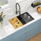Sarlai 30'' x 19'' Granite Composite Single Bowl Undermount Black Workstation Kitchen Sink