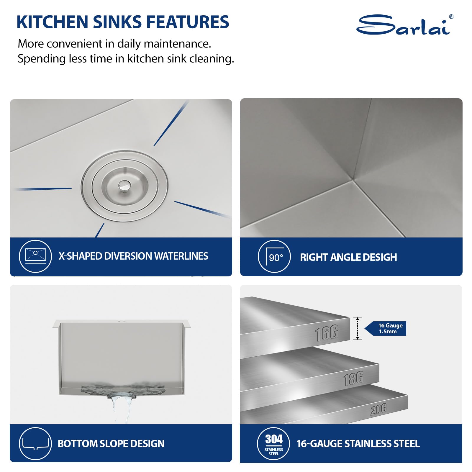 Sarlai 25'' x 22'' Stainless Steel Drop-in Single Bowl Laundry Deep Utility Sink