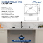 Sarlai 33''x22'' Gunmetal Black Drop-In Kitchen Sink, 16 Gauge Stainless Steel Topmount Single Bowl with Matching Kitchen Faucet