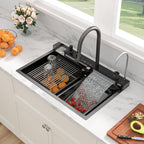 Sarlai 30'' Digital Display Drop In Waterfall Single Bowl Stainless Steel Workstation Kitchen Sink