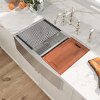 Sarlai 30in Stainless Steel Low Divide Double Bowl 60/40 Apron Front Workstation Farmhouse Sink