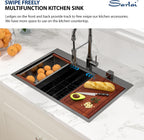Sarlai 33in Black Drop In Single Bowl Stainless Steel Workstation Kitchen Sink