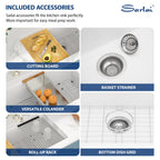 Sarlai 33in White Granite Composite Quartz Undermount Single Bowl Workstation Kitchen Sink