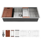 Sarlai 45''x19'' Extra Large Undermount Workstation Kitchen Sink, 16 Gauge Stainless Steel Deep Single Bowl Under Counter Basin