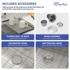 Sarlai 36 Inch Double Bowl 50/50 Low Divide Undermount Stainless Steel Kitchen Sink with Accessories