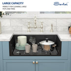 Sarlai 33'' Matte Black Fireclay Farmhouse Sink, Apron Front Single Bowl Ceramic Porcelain Kitchen Farmer Basin