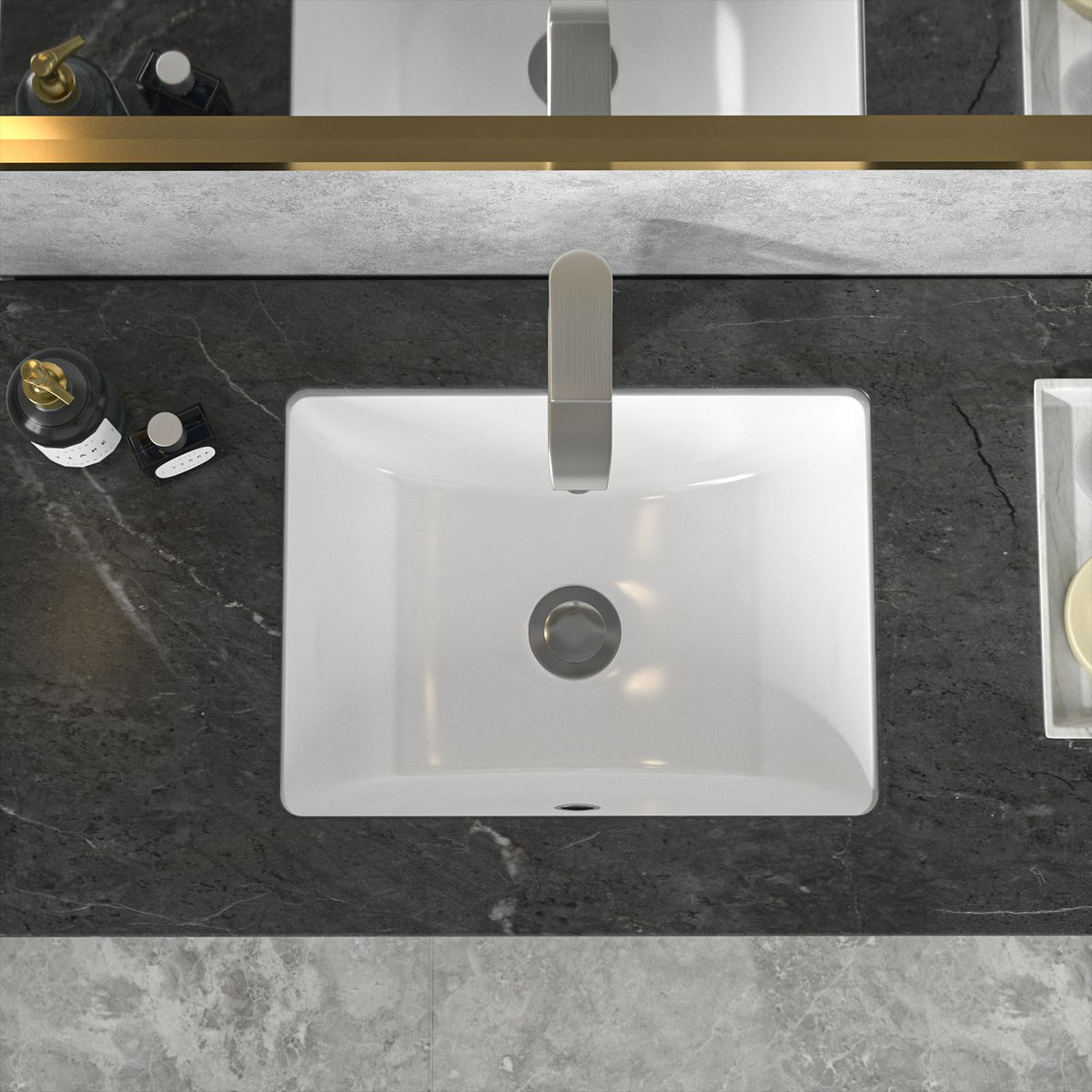 Sarlai 18'' x 14'' White Ceramic Undermount Rectangular Bathroom Sink Main image