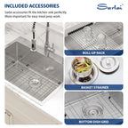 Sarlai 28'' x 22'' Stainless Steel Drop-In Double Hole Single Bowl Kitchen Sink
