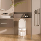 Sarlai Compact One Piece Elongated Toilet for Small Bathroom, Comfort Chair Height Dual Flush 1.1/1.6 GPF White Ceramic, 12'' Rough-In