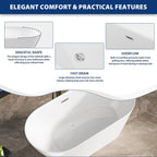 Sarlai Modern Slipper Shape White Acrylic Freestanding Bathtub