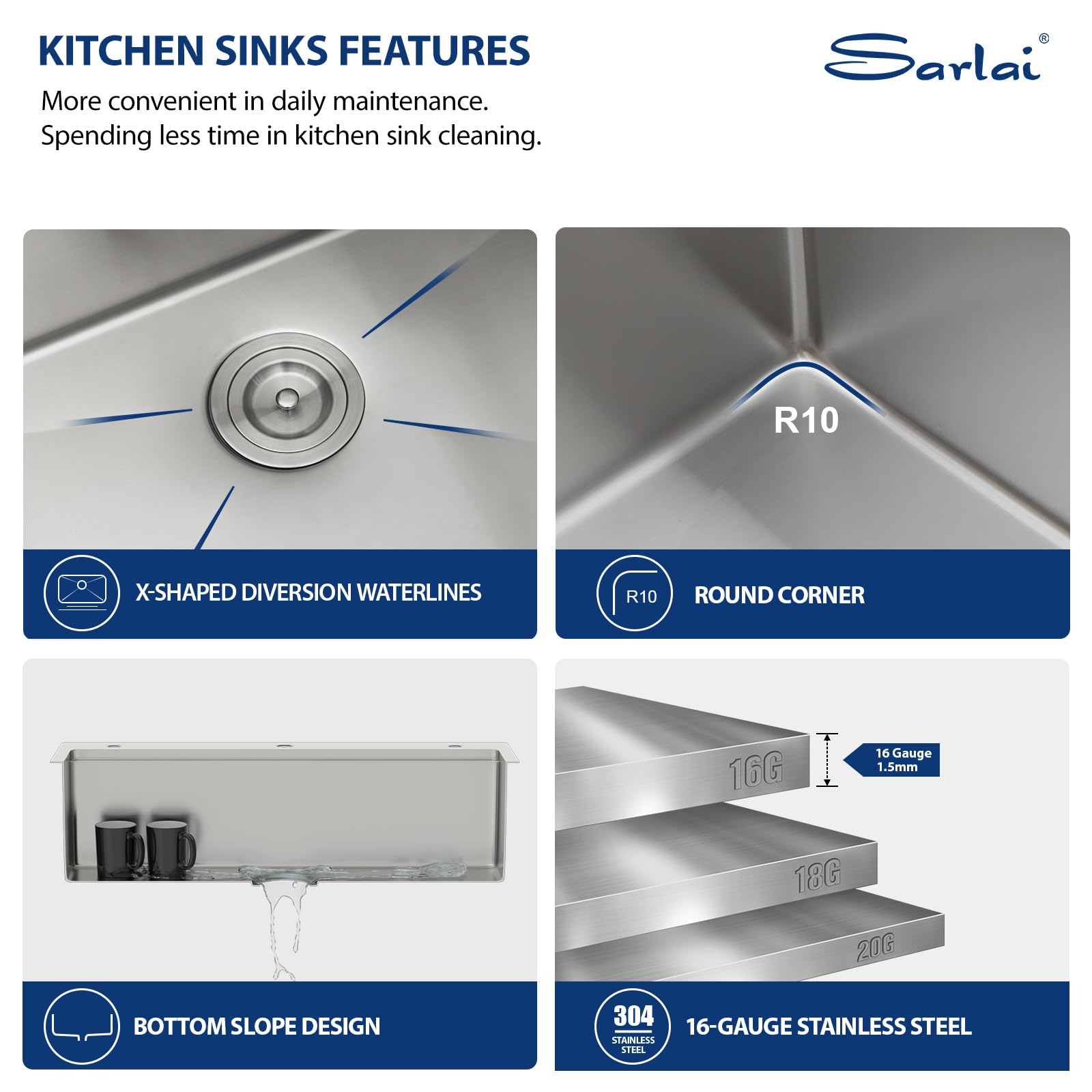 Sarlai 33''x22'' Drop-In Workstation Stainless Steel Sink, 16 Gauge Topmount Single Bowl with Cup Rinser, Soap Dispenser & Kitchen Faucet