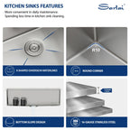 Sarlai 33in Drop In Single Bowl Stainless Steel Workstation Kitchen Sink