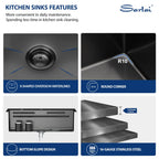 Sarlai 31'' Stainless Steel Single Bowl Topmount Waterfall Workstation Kitchen Sink