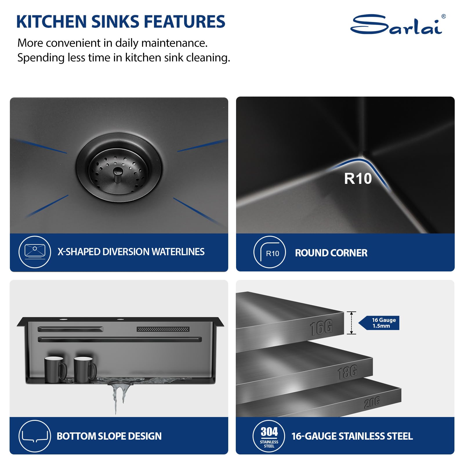 Sarlai 31'' Stainless Steel Single Bowl Topmount Waterfall Workstation Kitchen Sink