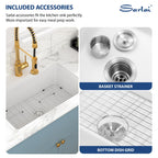 Sarlai 32in White Undermount Single Bowl Fireclay Ceramic Kitchen Sink