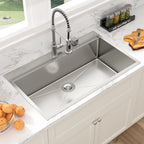 Sarlai 36in Drop In Double Bowl 60/40 Low Divide Stainless Steel Workstation Kitchen Sink