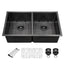 Sarlai 33 Inch Black Undermount 50/50 Double bowl Stainless Steel Kitchen Sink with Accessories