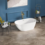 Sarlai Modern Slipper Shape White Acrylic Freestanding Bathtub