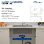 Sarlai 28'' x 22'' Stainless Steel Drop-In Double Hole Single Bowl Kitchen Sink