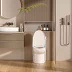 Sarlai One Piece Elongated Comfort Height Bathroom Toilet, Dual Flush 1.1/1.6 GPF White Ceramic with Soft-Close Seat, 12'' Rough-In