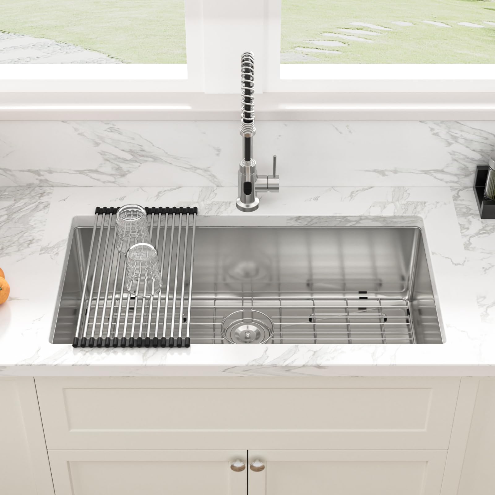 Sarlai 35in Undermount Single Bowl Stainless Steel Kitchen Sink Secondary image