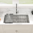 Sarlai 35in Undermount Single Bowl Stainless Steel Kitchen Sink