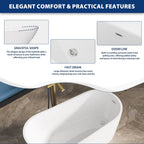 Sarlai Modern High-Back White Acrylic Freestanding Bathtub