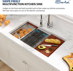 Sarlai 30 Kitchen Sink Stainless Steel - 30 Inch Kitchen Sink Undermount Ledge Workstation 16 Gauge Stainless Steel Single Bowl Rectangular Under Counter Kitchen Sink with Accessories