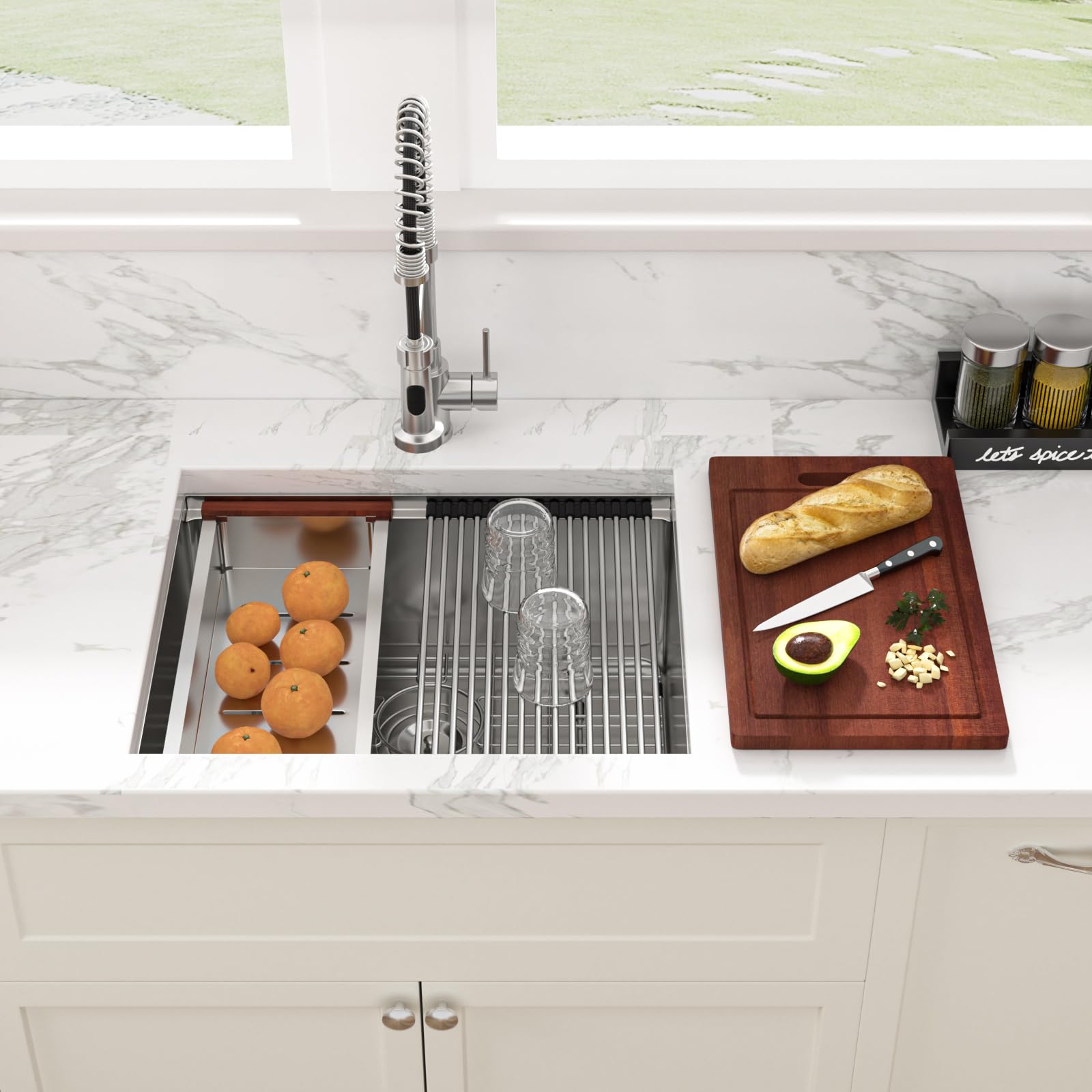 Sarlai 23'' Undermount Single Bowl Stainless Steel Workstation Kitchen Sink Secondary image