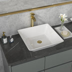 Sarlai 16'' x 16'' White Ceramic Modern Square Vessel Bathroom Sink