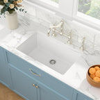 Sarlai 30in Under Counter White Granite Composite Quartz Single Bowl Workstation Kitchen Sink