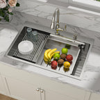Sarlai 33'' x 22'' Drop In Double Ledges Design Workstation Kitchen Sink