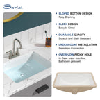 Sarlai 21in Rectangular Modern White Ceramic Undermount Bathroom Vessel Sink with Overflow