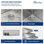 Sarlai 30 Kitchen Sink Stainless Steel - 30 Inch Kitchen Sink Undermount Ledge Workstation 16 Gauge Stainless Steel Single Bowl Rectangular Under Counter Kitchen Sink with Accessories