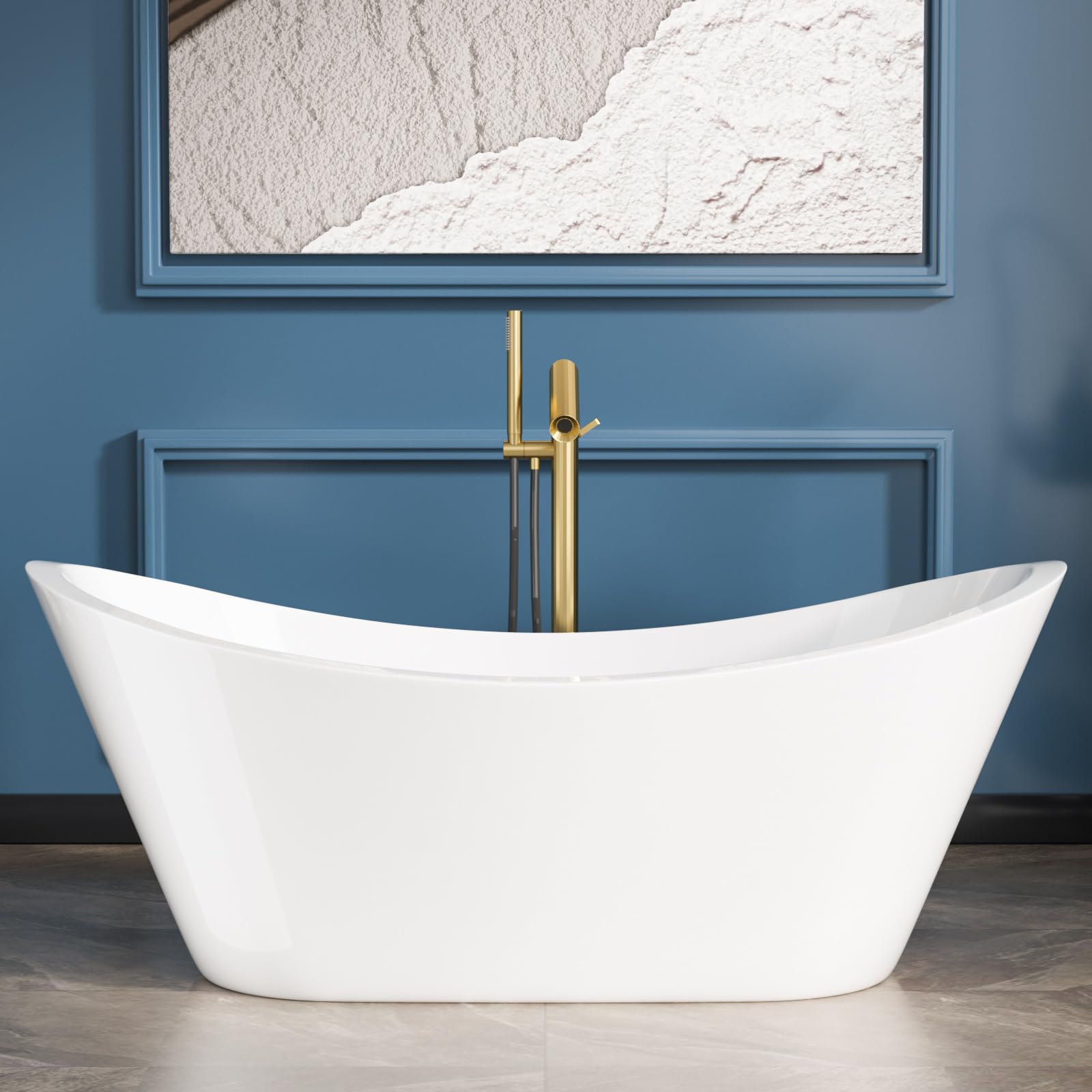 Sarlai Modern Dual-Back White Acrylic Freestanding Bathtub